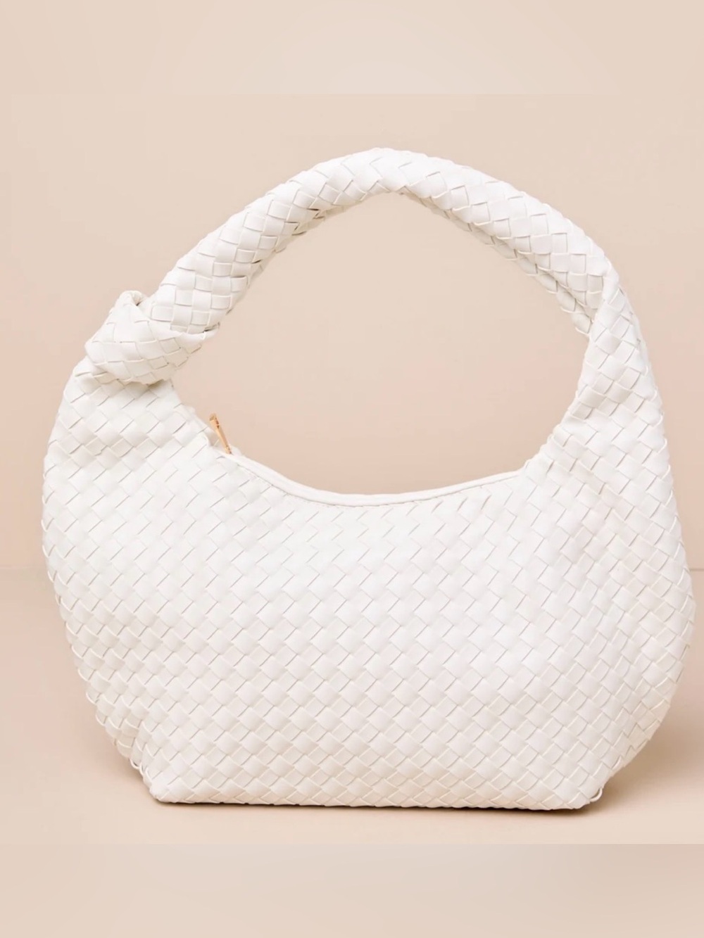 Billini Kenya White Woven Hobo Bag with Braided Handle